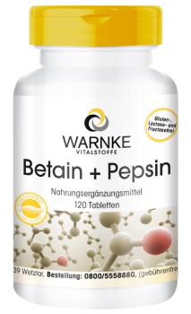 Betain und Pepsin, Enzyme des Magensaftes (120 Tabletten)